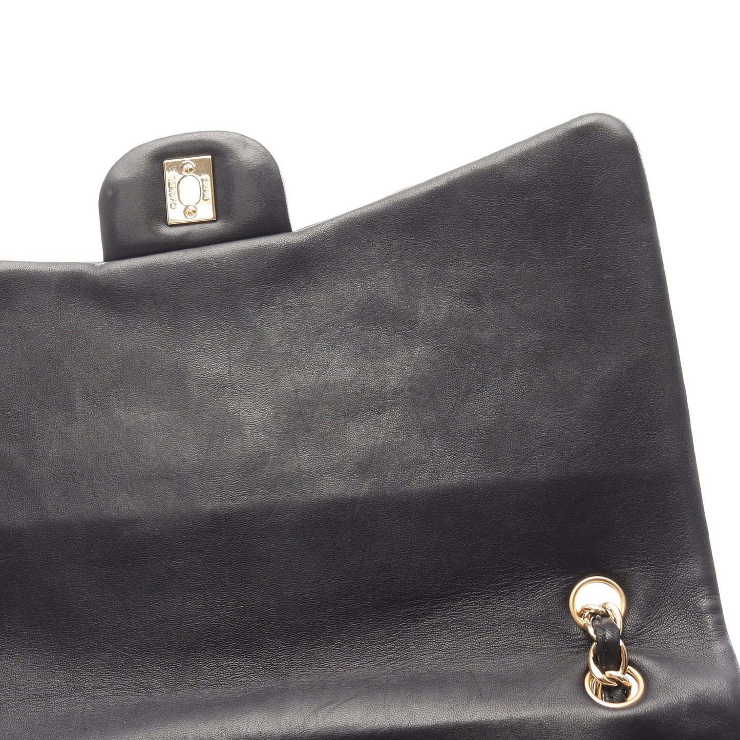 デカマトラッセ 30 シングルフラップ Wチェーンショルダーバッグ ラムスキン ブラック ゴールド金具 シャネル バッグ CHANEL
