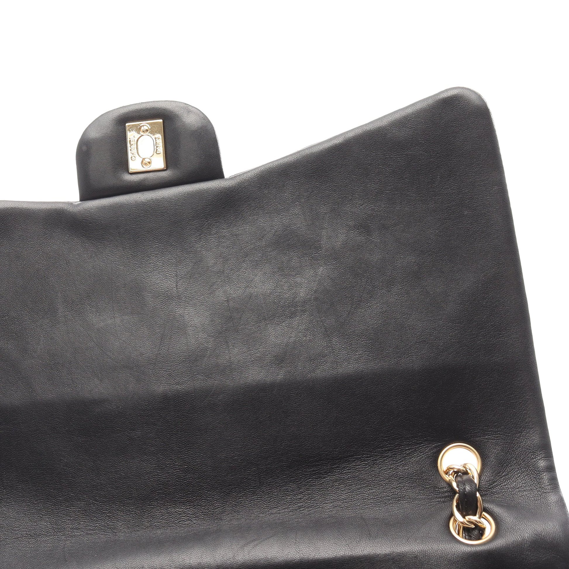 デカマトラッセ 30 シングルフラップ Wチェーンショルダーバッグ ラムスキン ブラック ゴールド金具 シャネル バッグ CHANEL