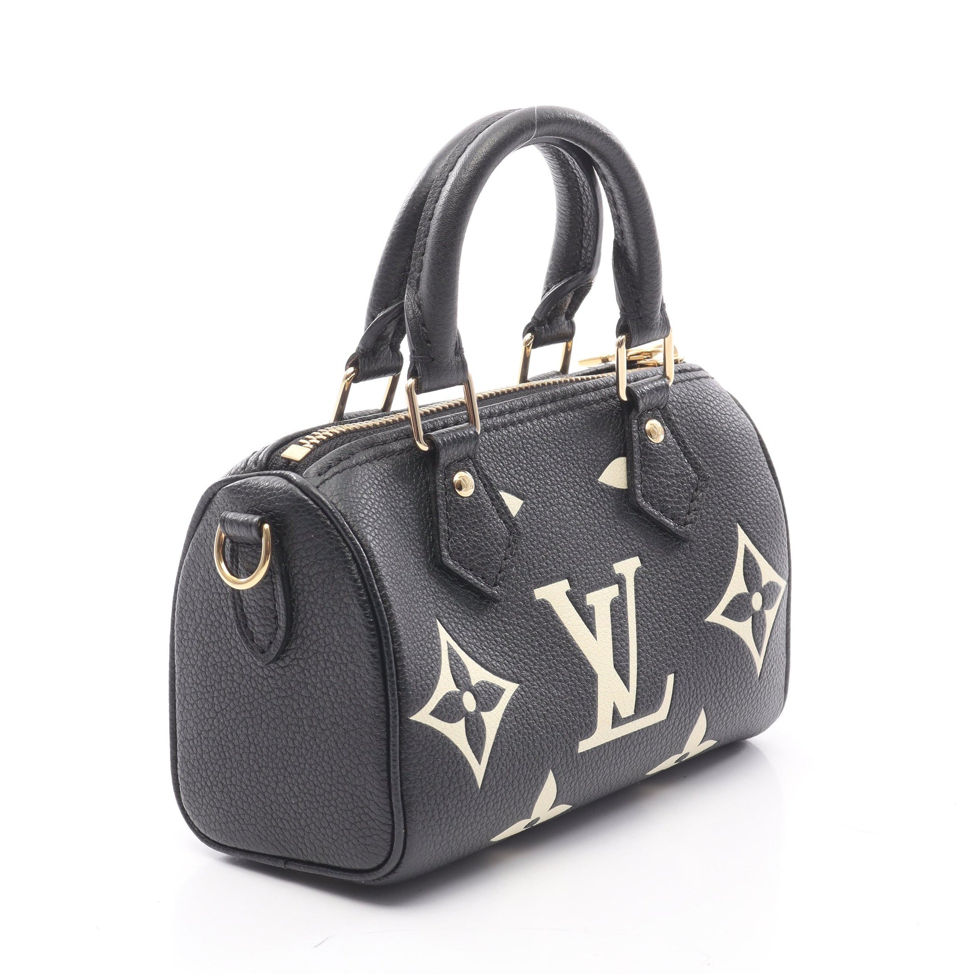 ナノスピーディ バイカラーモノグラムアンプラント ハンドバッグ レザー ブラック ベージュ 2WAY ルイヴィトン バッグ LOUIS VUITTON