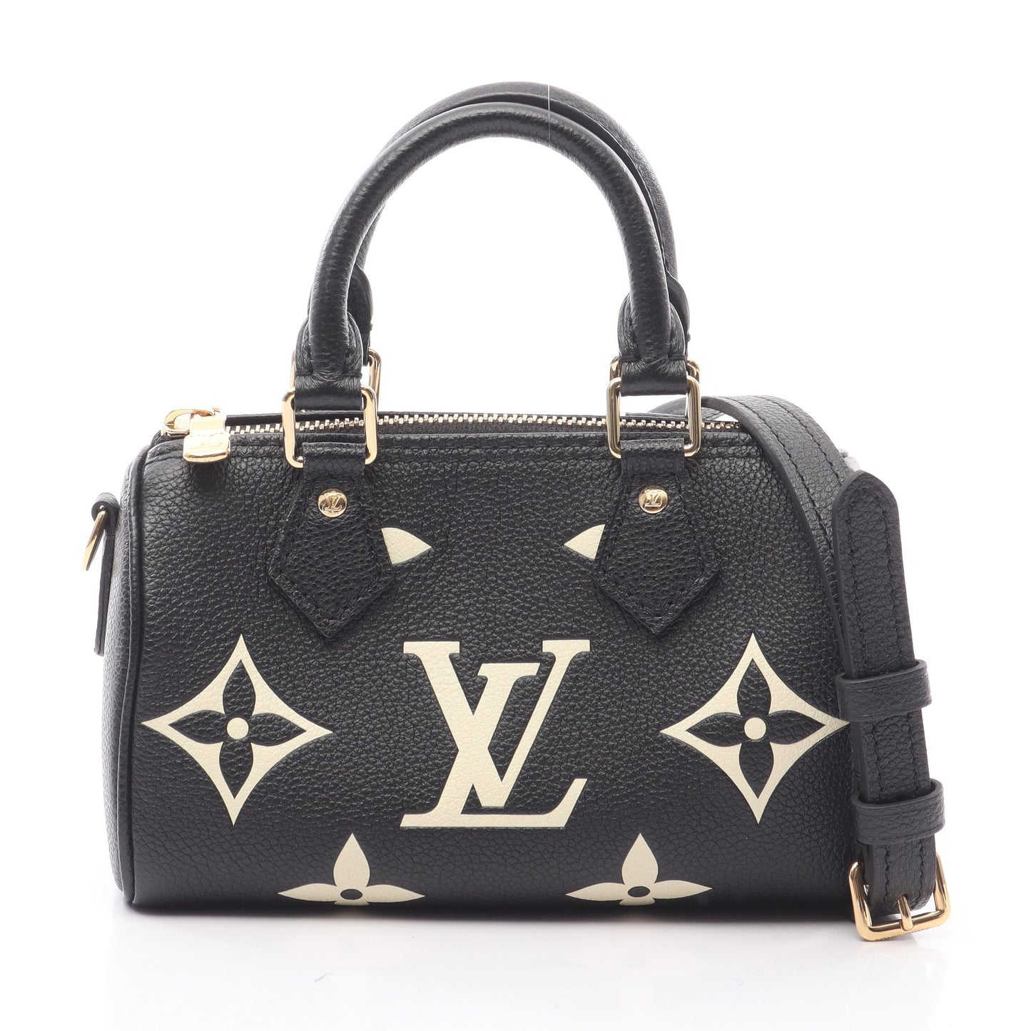 ナノスピーディ バイカラーモノグラムアンプラント ハンドバッグ レザー ブラック ベージュ 2WAY ルイヴィトン バッグ LOUIS VUITTON