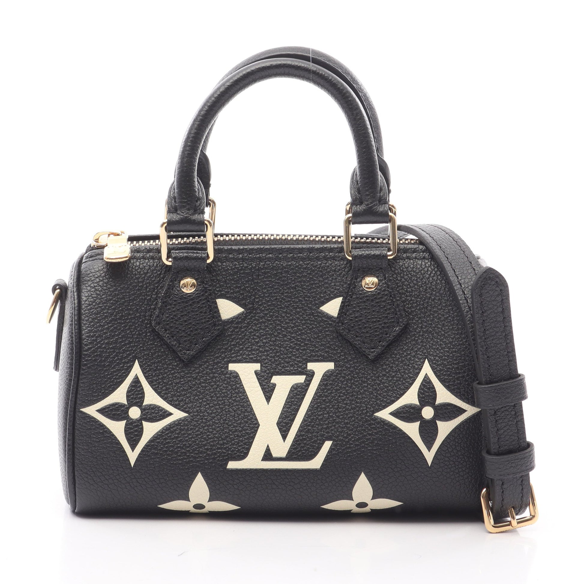ナノスピーディ バイカラーモノグラムアンプラント ハンドバッグ レザー ブラック ベージュ 2WAY ルイヴィトン バッグ LOUIS VUITTON