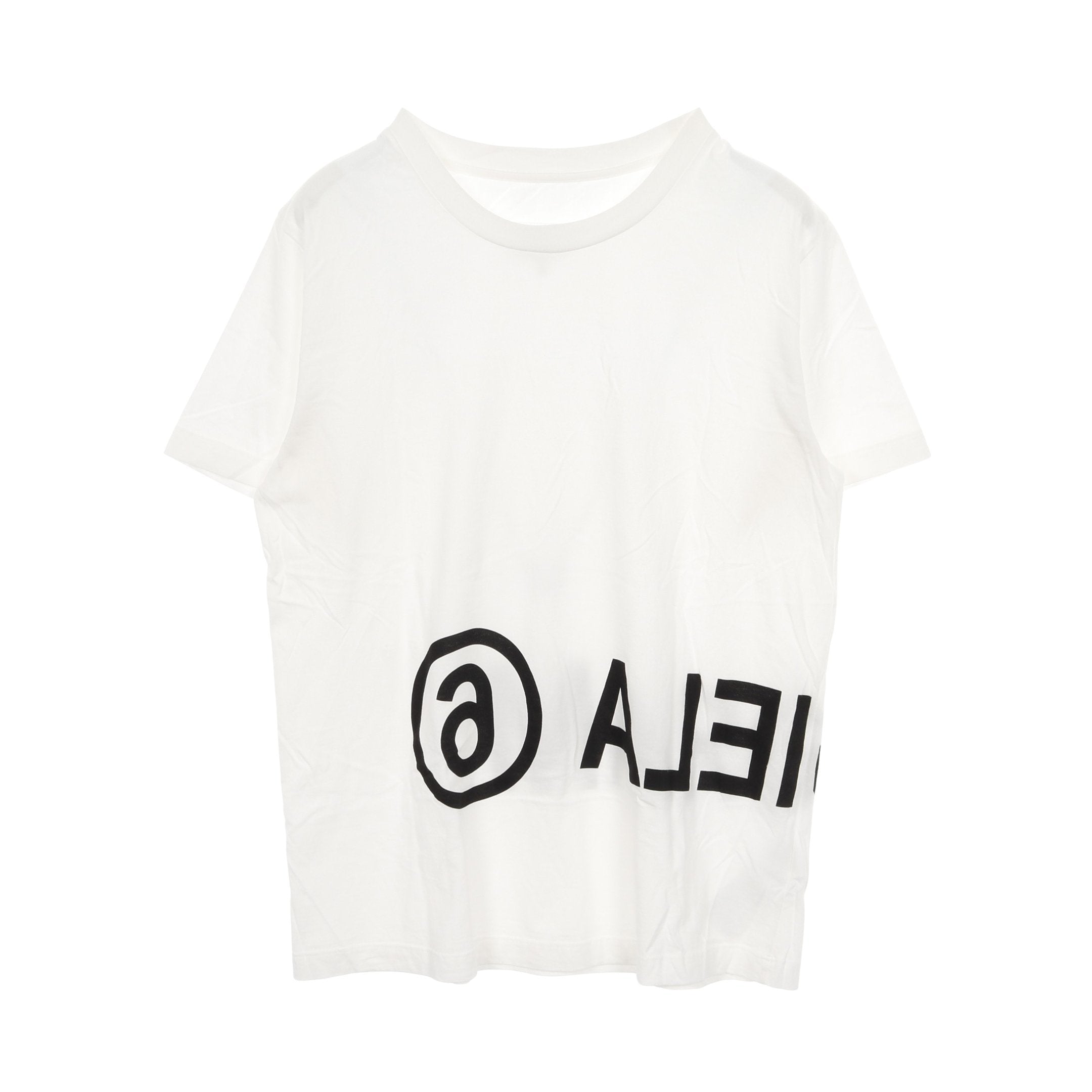 MM6 Maison Margiela リバース ロゴT 半袖 Tシャツ リバースロゴ Tシャツ クルーネック 半袖 コットン ホワイト ブラック