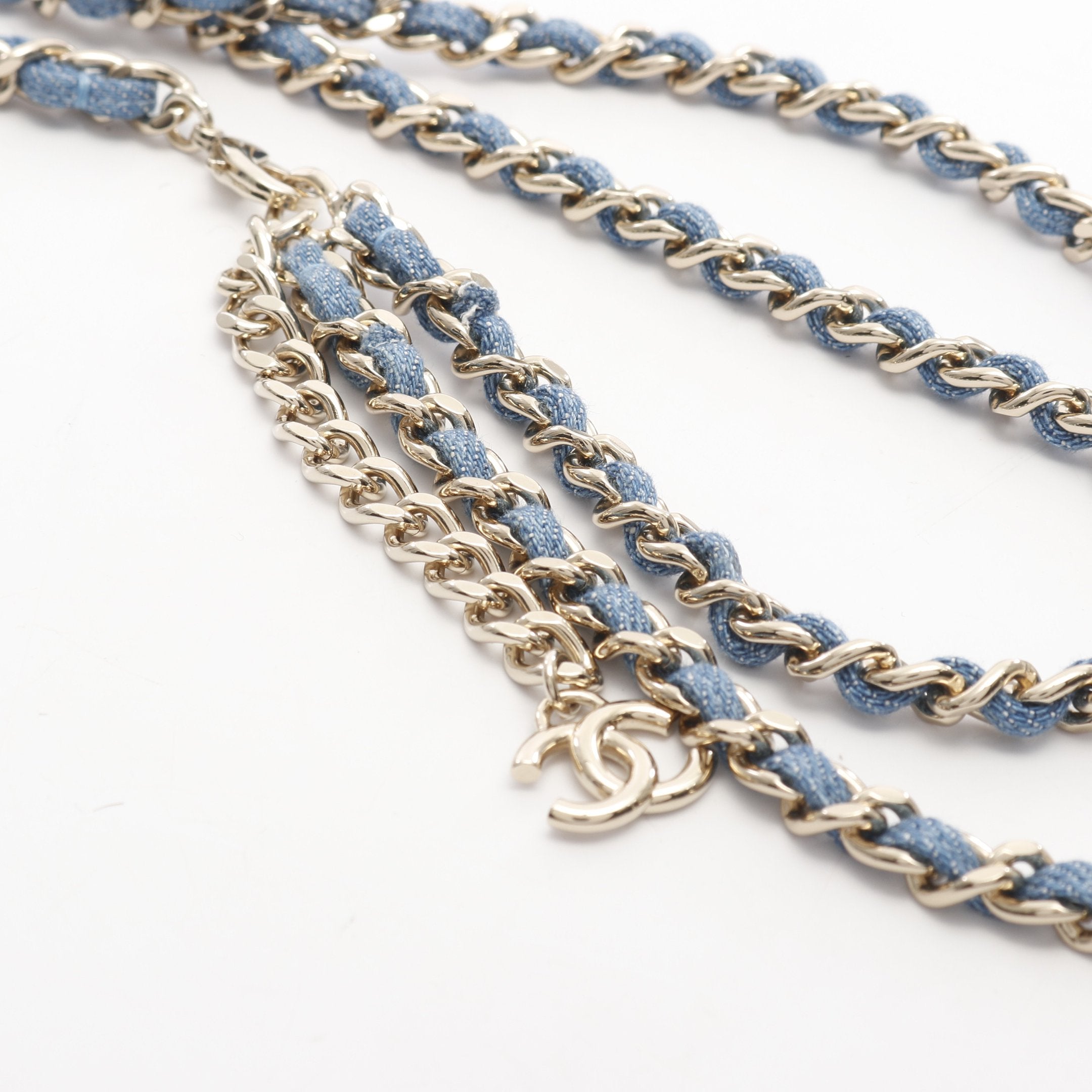 ココマーク チェーン ベルト デニム GP ライトブルー ゴールド金具