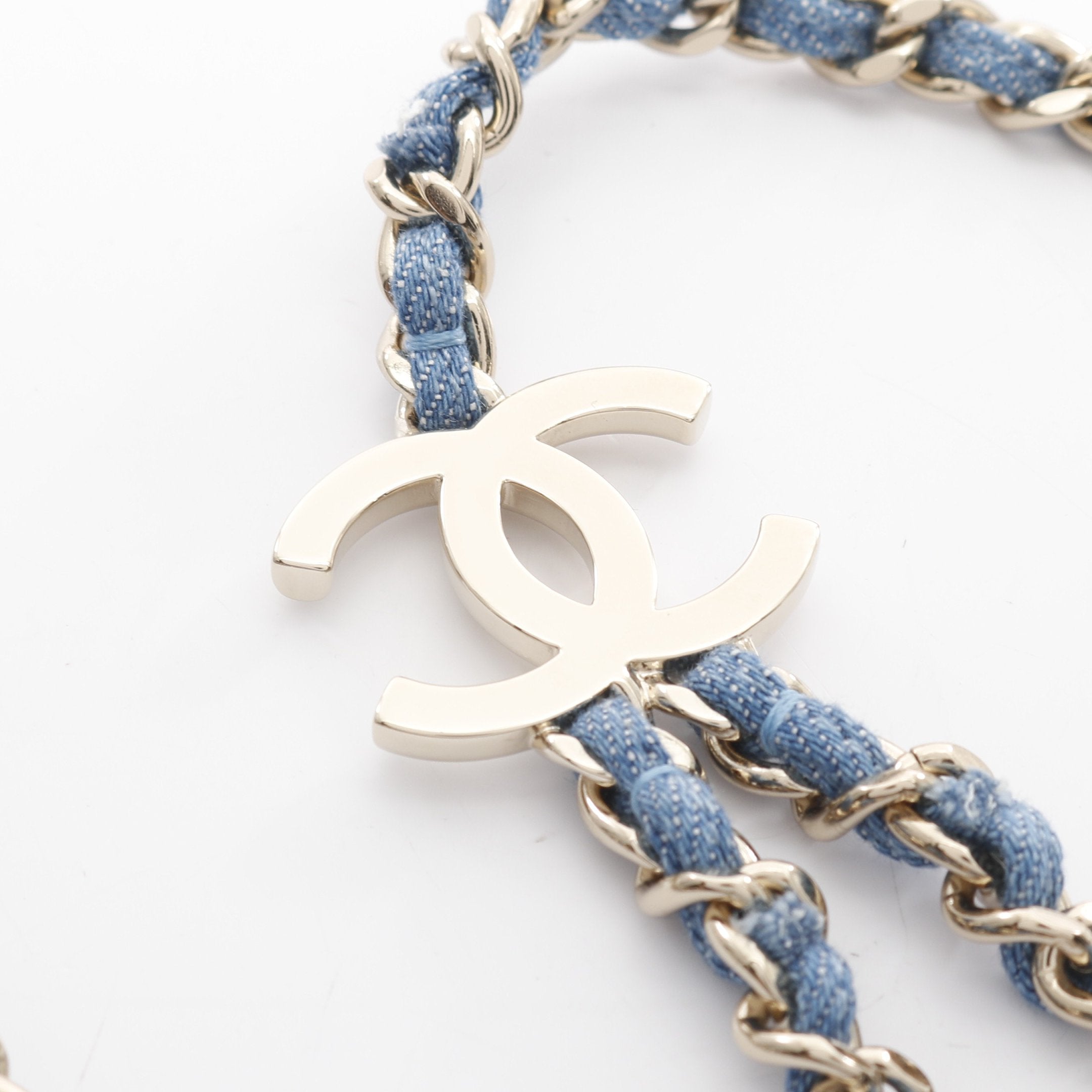 ココマーク チェーン ベルト デニム GP ライトブルー ゴールド金具