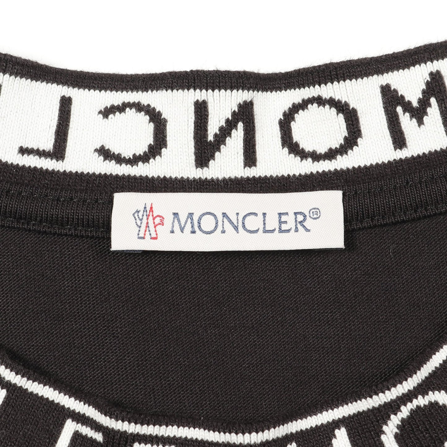 ネックラインロゴ Tシャツ クルーネック コットン ブラック モンクレール トップス MONCLER