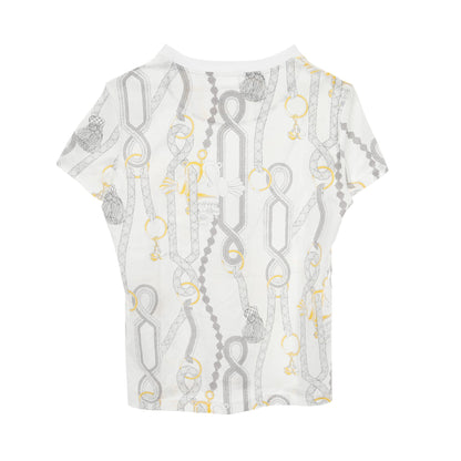 パルフロワリミックス Tシャツ コットン ホワイト グレー イエロー エルメス トップス HERMES