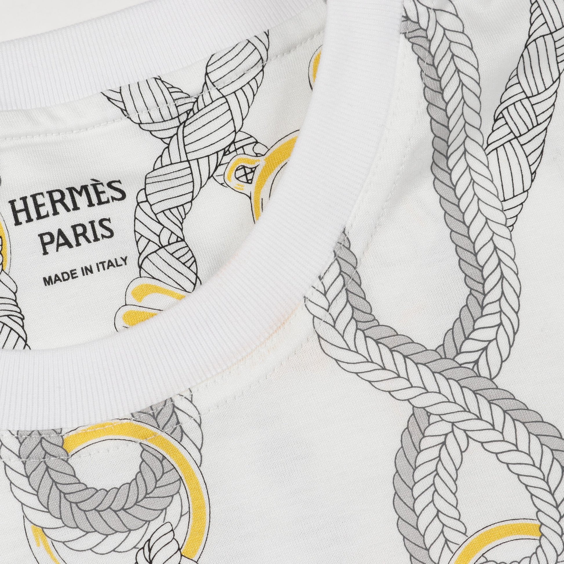 パルフロワリミックス Tシャツ コットン ホワイト グレー イエロー エルメス トップス HERMES