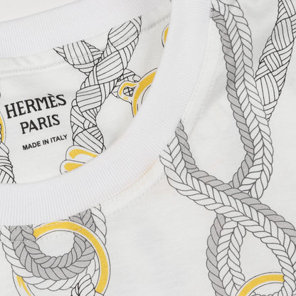 パルフロワリミックス Tシャツ コットン ホワイト グレー イエロー エルメス トップス HERMES