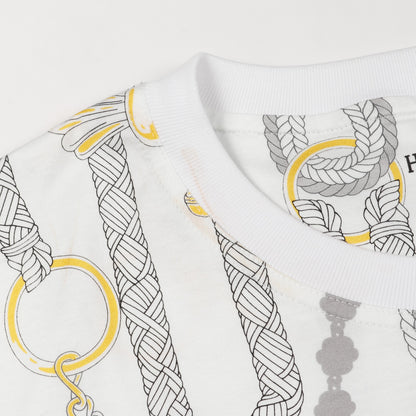 パルフロワリミックス Tシャツ コットン ホワイト グレー イエロー エルメス トップス HERMES