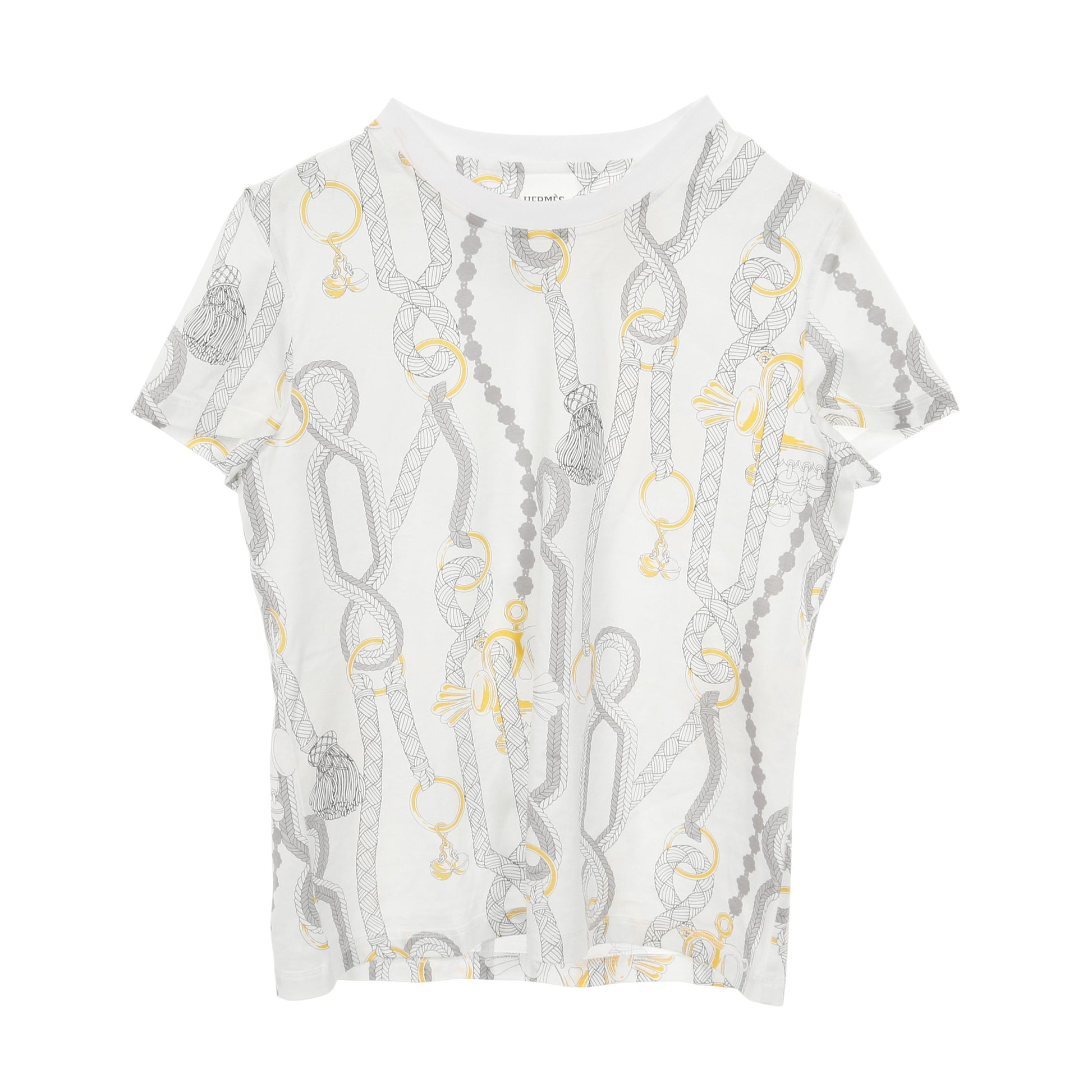 パルフロワリミックス Tシャツ コットン ホワイト グレー イエロー エルメス トップス HERMES