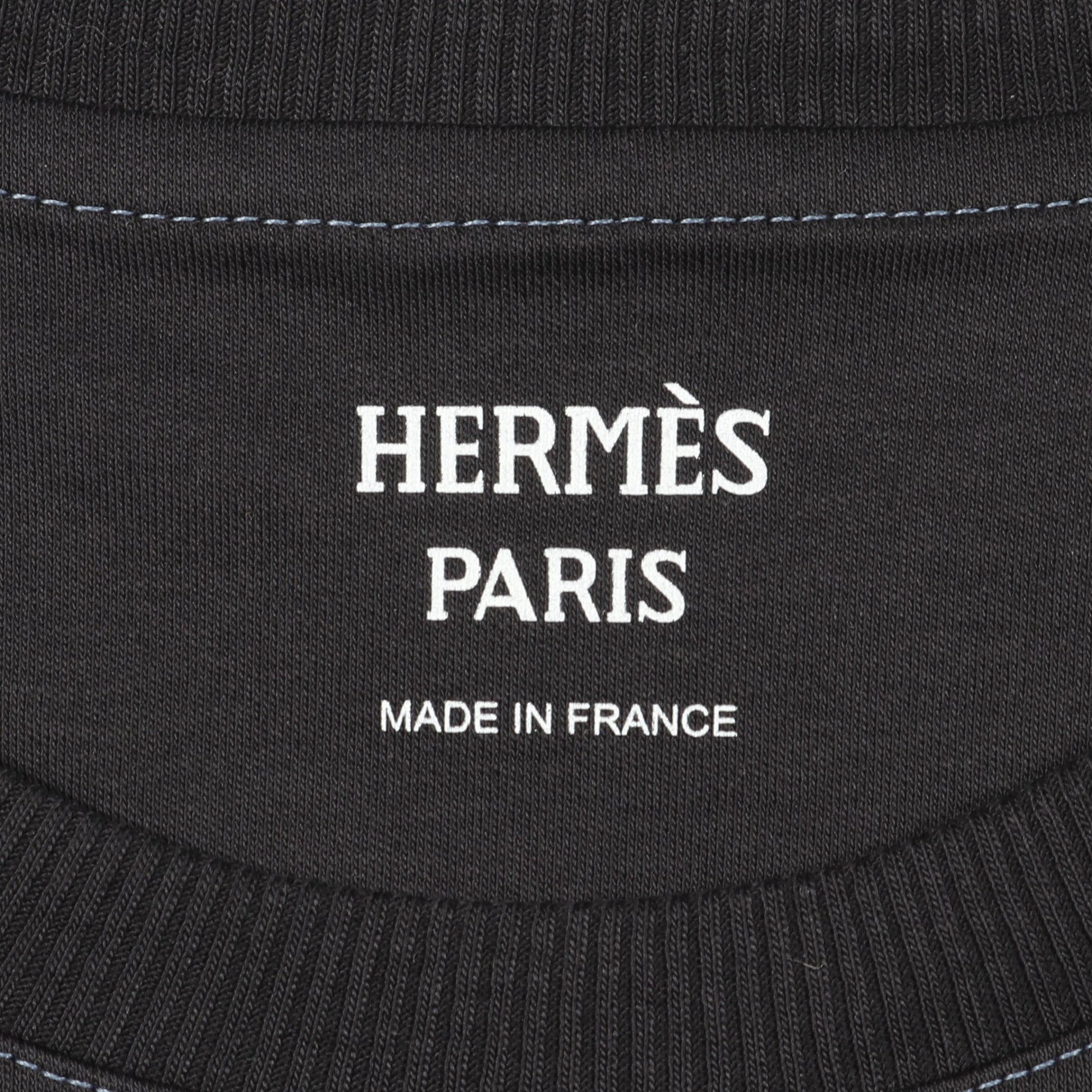 Candy Libris Tシャツ クルーネック 半袖 ラグランスリーブ コットン ブラック エルメス トップス HERMES