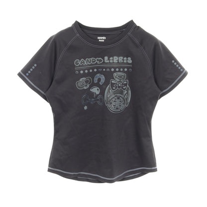 Candy Libris Tシャツ クルーネック 半袖 ラグランスリーブ コットン ブラック エルメス トップス HERMES