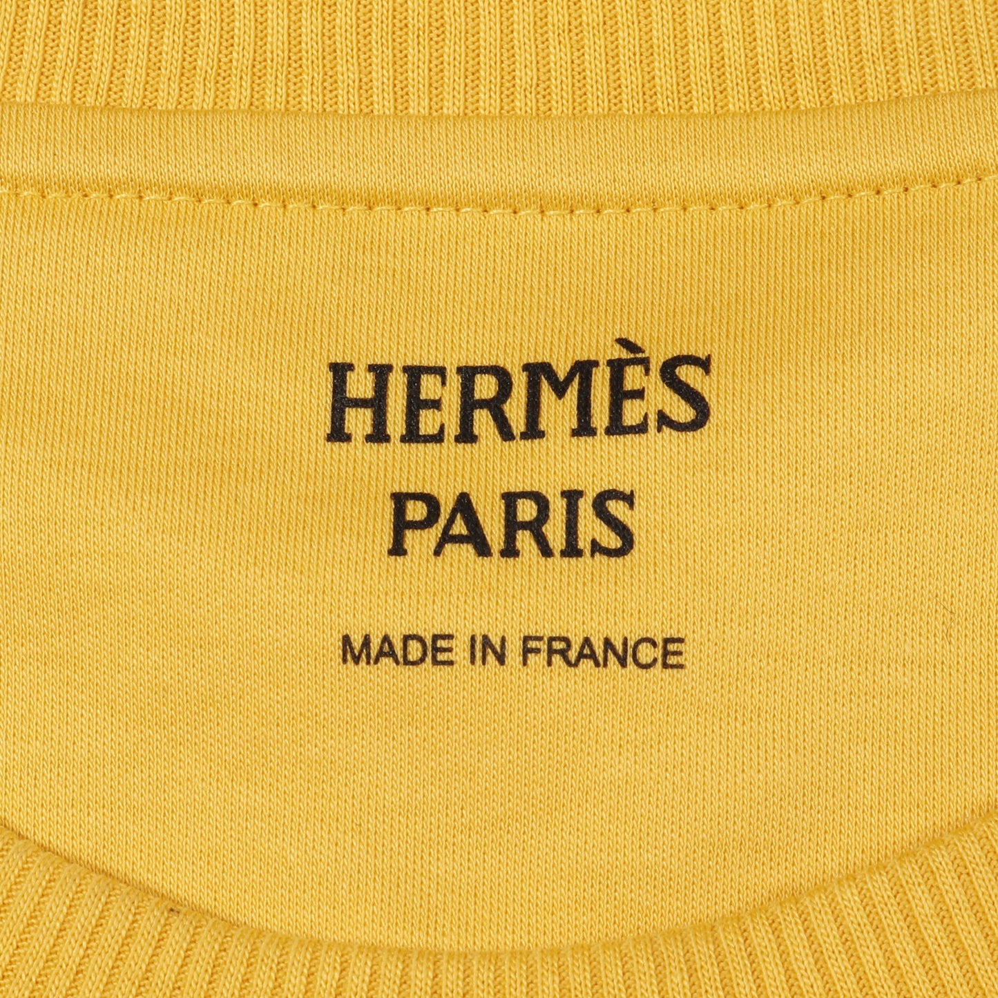 Tシャツ クルーネック 半袖 刺繍 コットン イエロー 透かし エルメス トップス HERMES