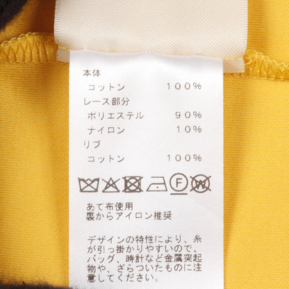 Tシャツ クルーネック 半袖 刺繍 コットン イエロー 透かし エルメス トップス HERMES