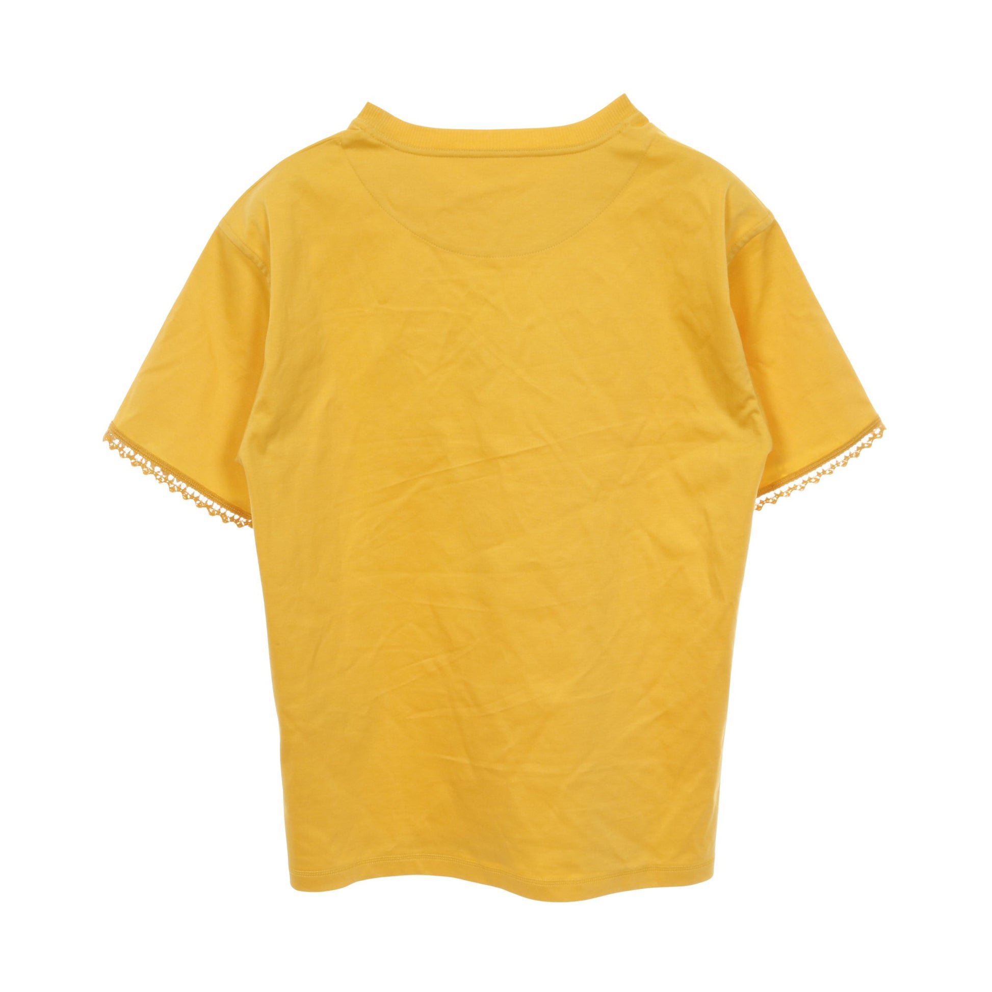 Tシャツ クルーネック 半袖 刺繍 コットン イエロー 透かし エルメス トップス HERMES