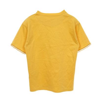 Tシャツ クルーネック 半袖 刺繍 コットン イエロー 透かし エルメス トップス HERMES