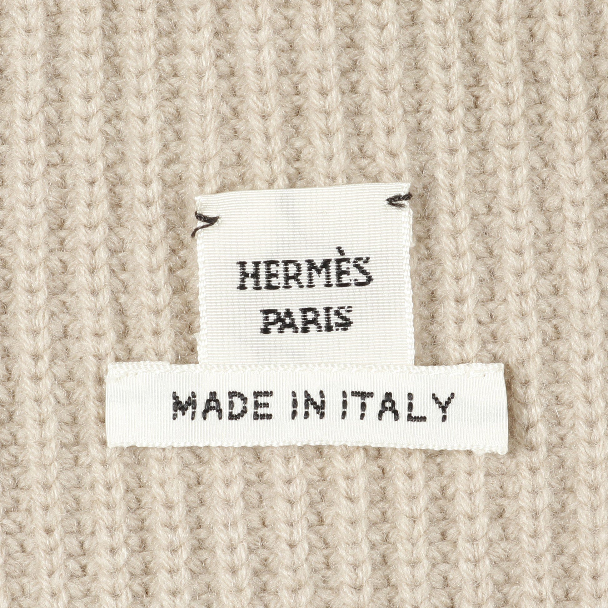 ツイルレーヌ Figure Artistique ニット ハイネック ウール カシミヤ シルク ベージュ マルチカラー スカーフ切替 エルメス トップス HERMES