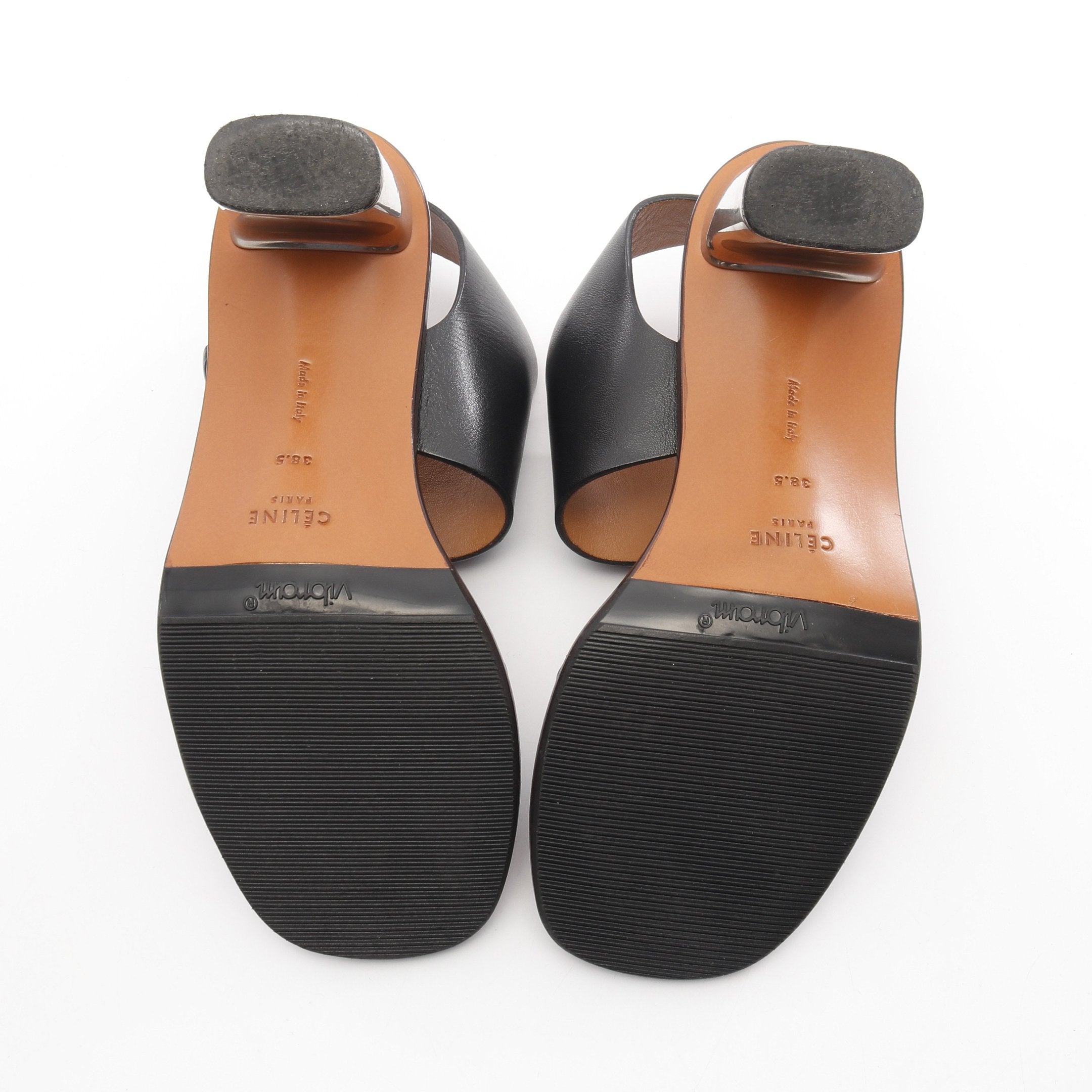 CELINE ブラウン レザー サンダル バンバン 37 CELINE セリーヌ （CELINE） バンバン メタルヒール レザー