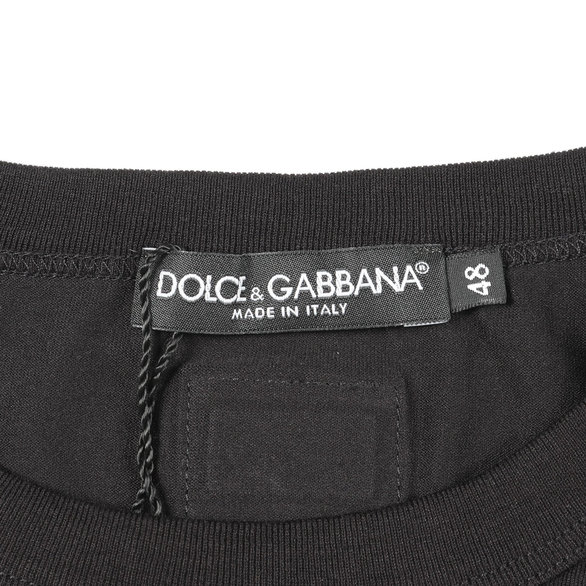 Tシャツ クルーネック 半袖 コットン ブラック ドルチェアンドガッバーナ トップス DOLCE&GABBANA
