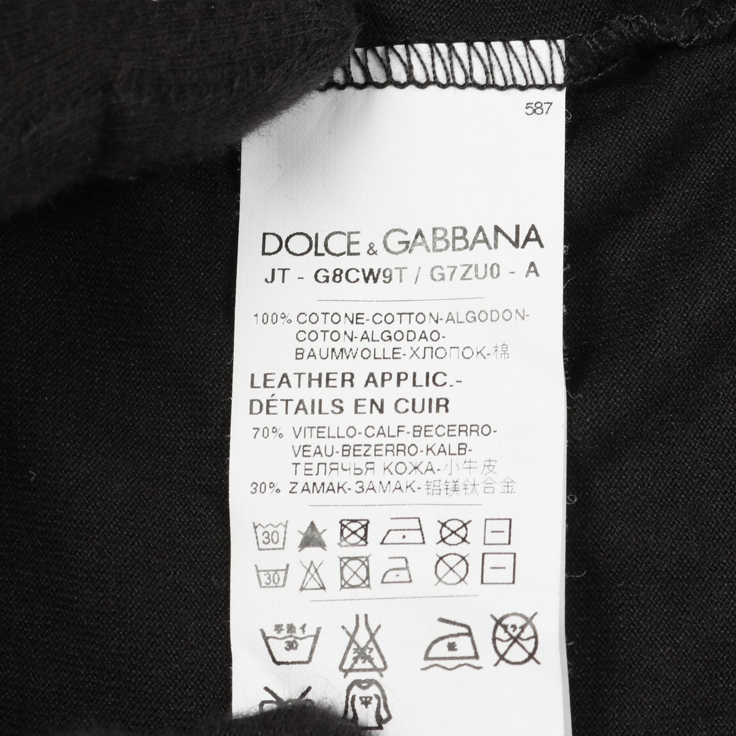 Tシャツ クルーネック 半袖 コットン ブラック ドルチェアンドガッバーナ トップス DOLCE&GABBANA