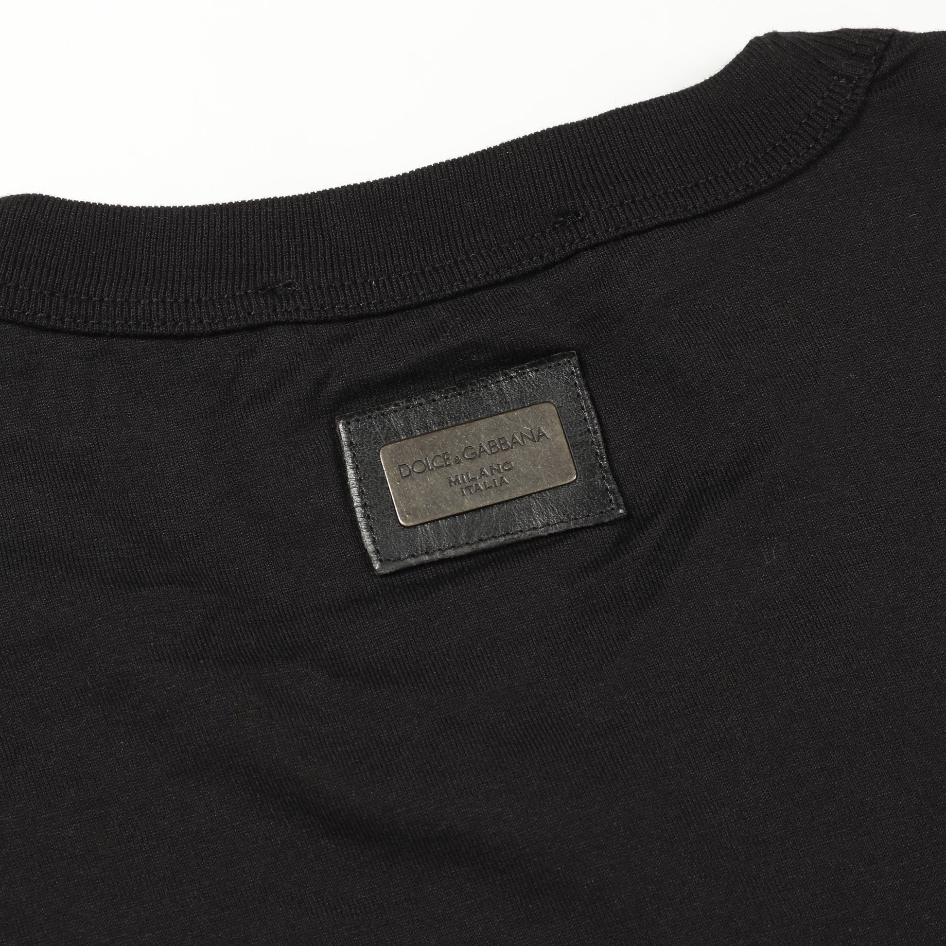 Tシャツ クルーネック 半袖 コットン ブラック ドルチェアンドガッバーナ トップス DOLCE&GABBANA