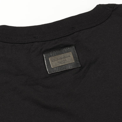 Tシャツ クルーネック 半袖 コットン ブラック ドルチェアンドガッバーナ トップス DOLCE&GABBANA
