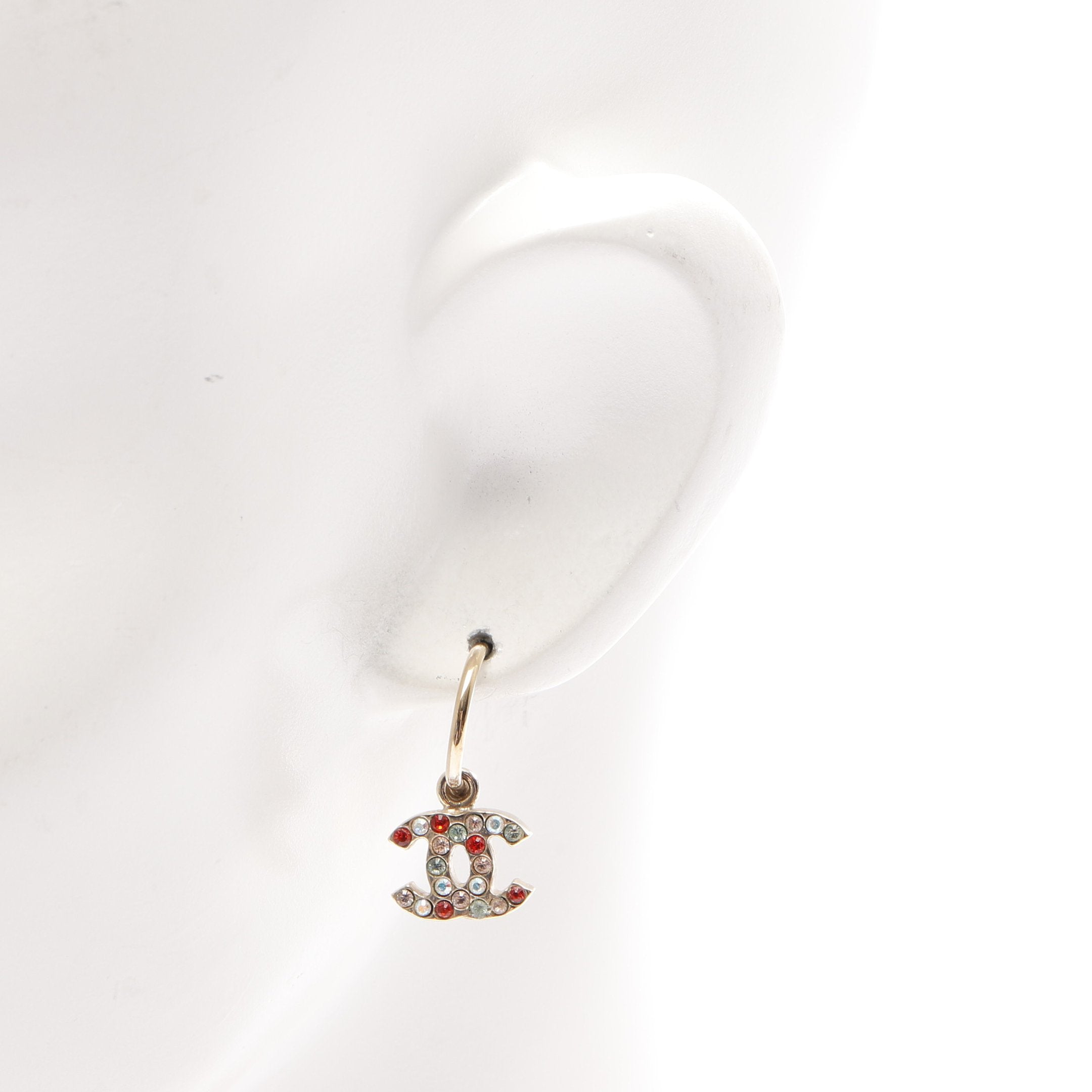 シャネル ココマーク ピアスGP×ラインストーン ゴールド キャッチ社外