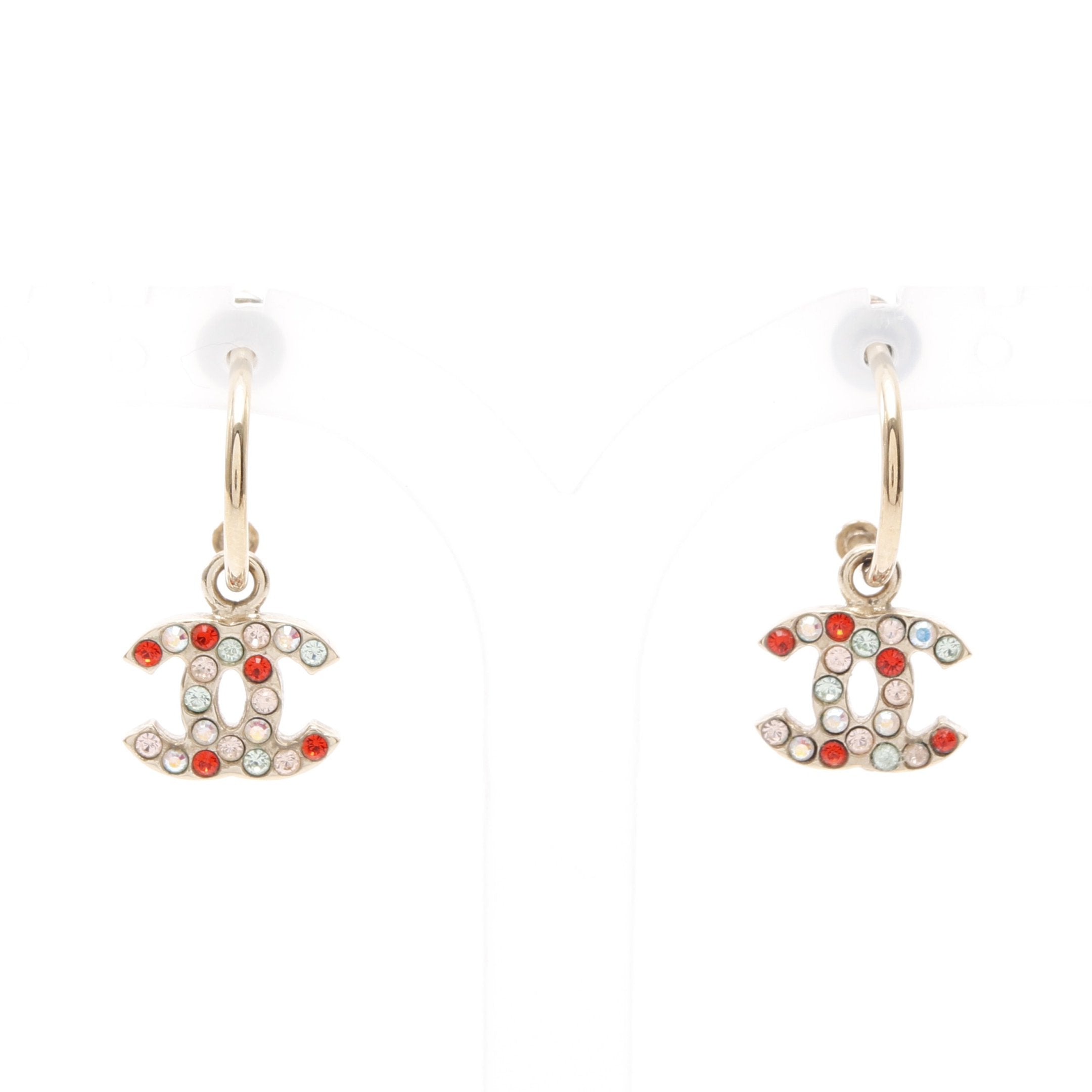 シャネル ココマーク ピアスGP×ラインストーン ゴールド キャッチ社外