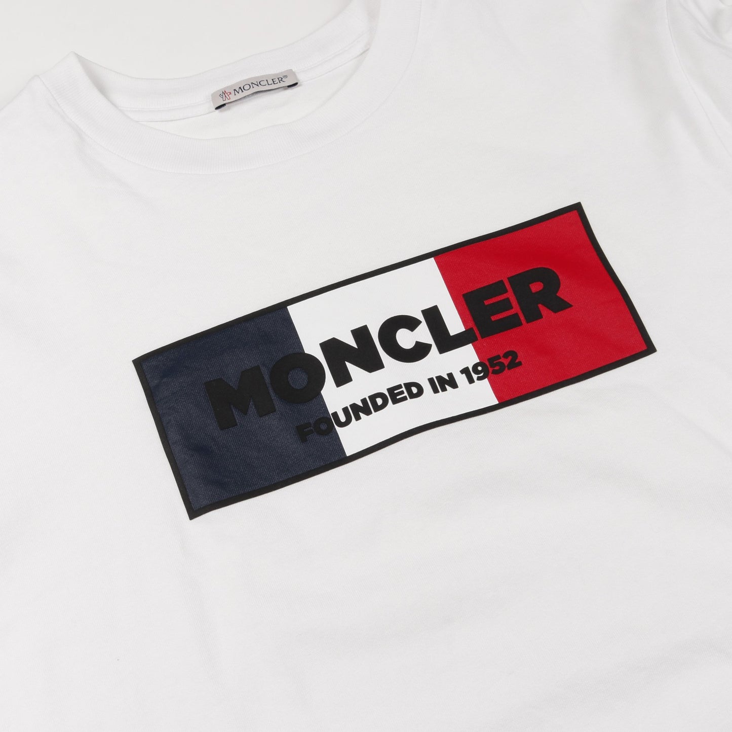 ロゴ Tシャツ クルーネック トリコロールモチーフ コットン ホワイト レッド ネイビー モンクレール トップス MONCLER
