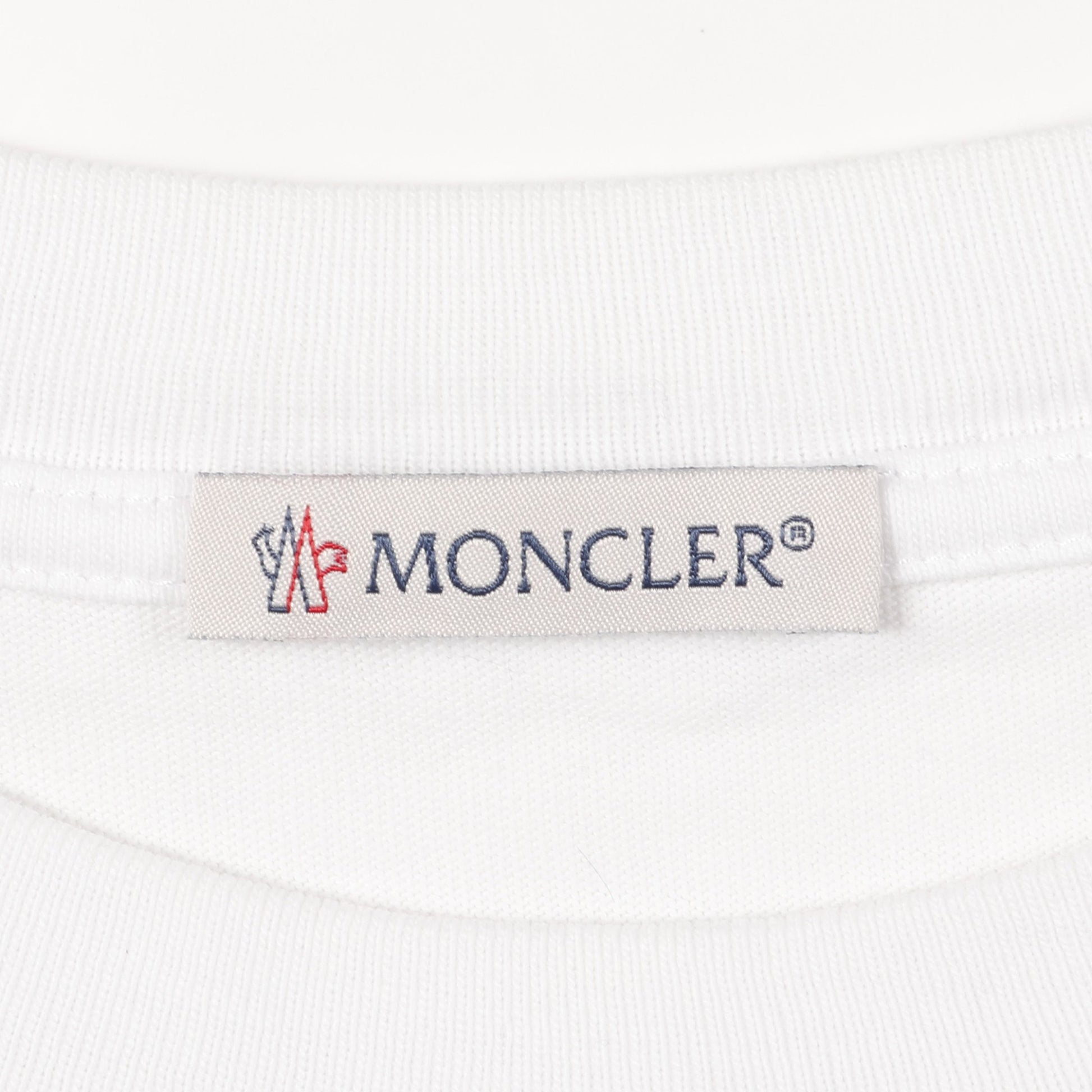 ロゴ Tシャツ クルーネック トリコロールモチーフ コットン ホワイト レッド ネイビー モンクレール トップス MONCLER