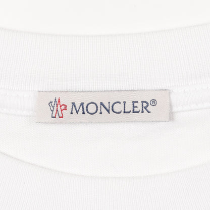ロゴ Tシャツ クルーネック トリコロールモチーフ コットン ホワイト レッド ネイビー モンクレール トップス MONCLER