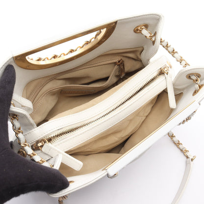 マトラッセ チェーンショルダーバッグ キャビアスキン ホワイト ゴールド金具 2WAY バッグ CHANEL