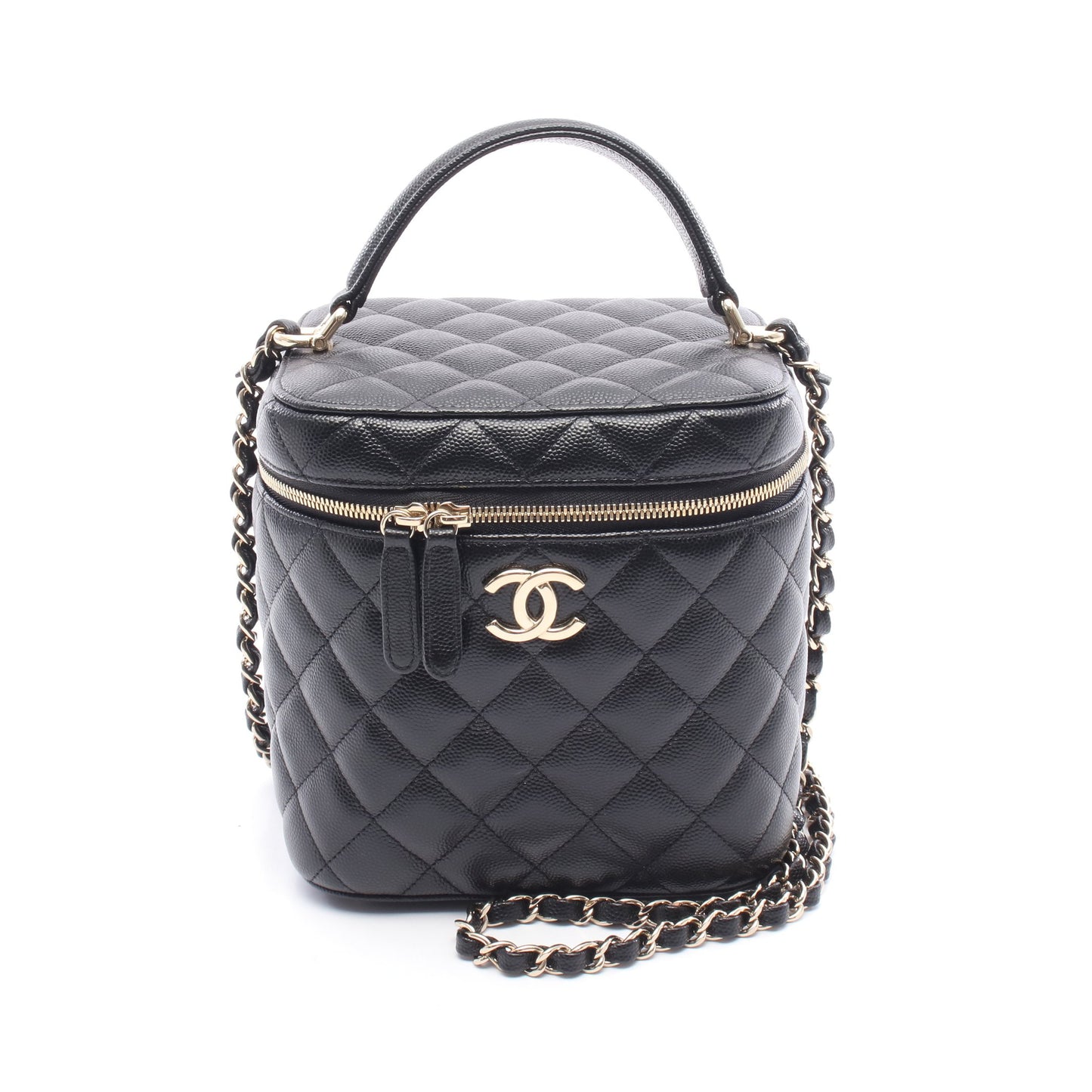 マトラッセ チェーンショルダーバッグ キャビアスキン ブラック ゴールド金具 シャネル バッグ CHANEL
