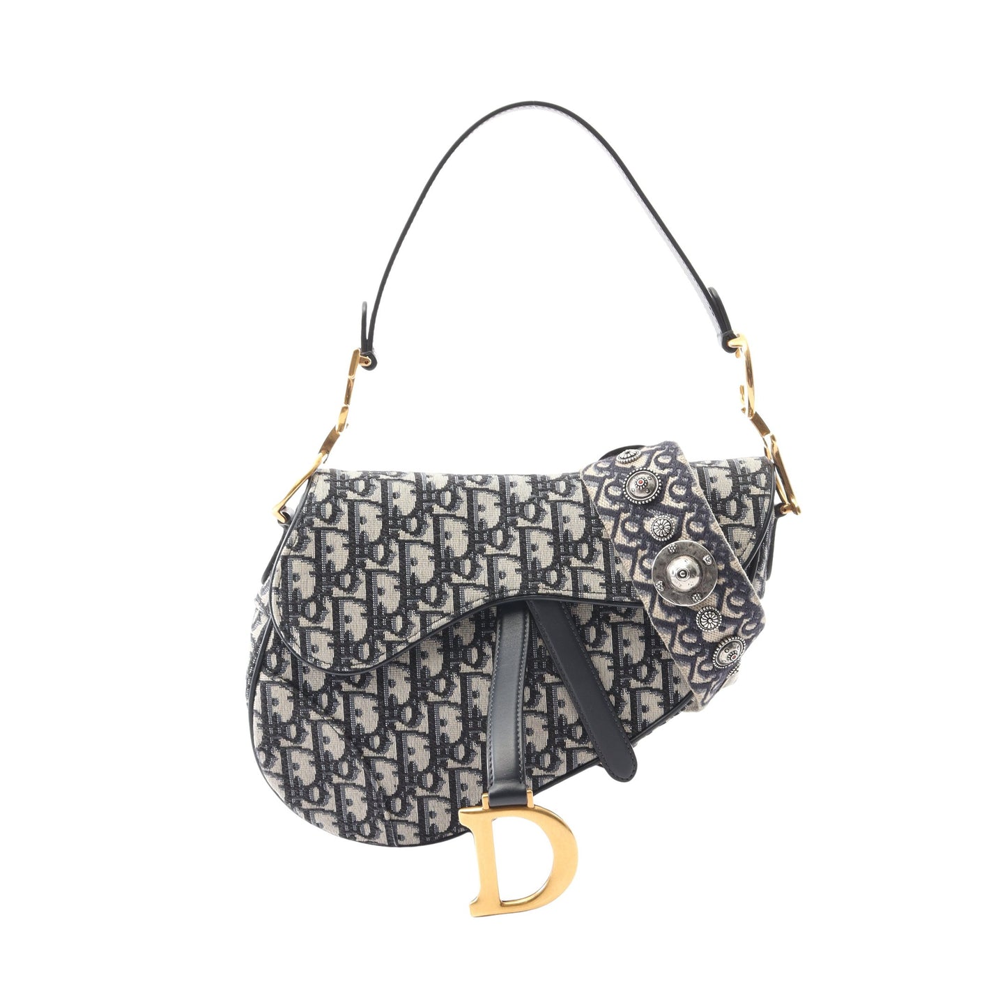 サドルバッグ ハンドバッグ キャンバス レザー ベージュ ネイビー 2WAY クリスチャンディオール バッグ Christian Dior