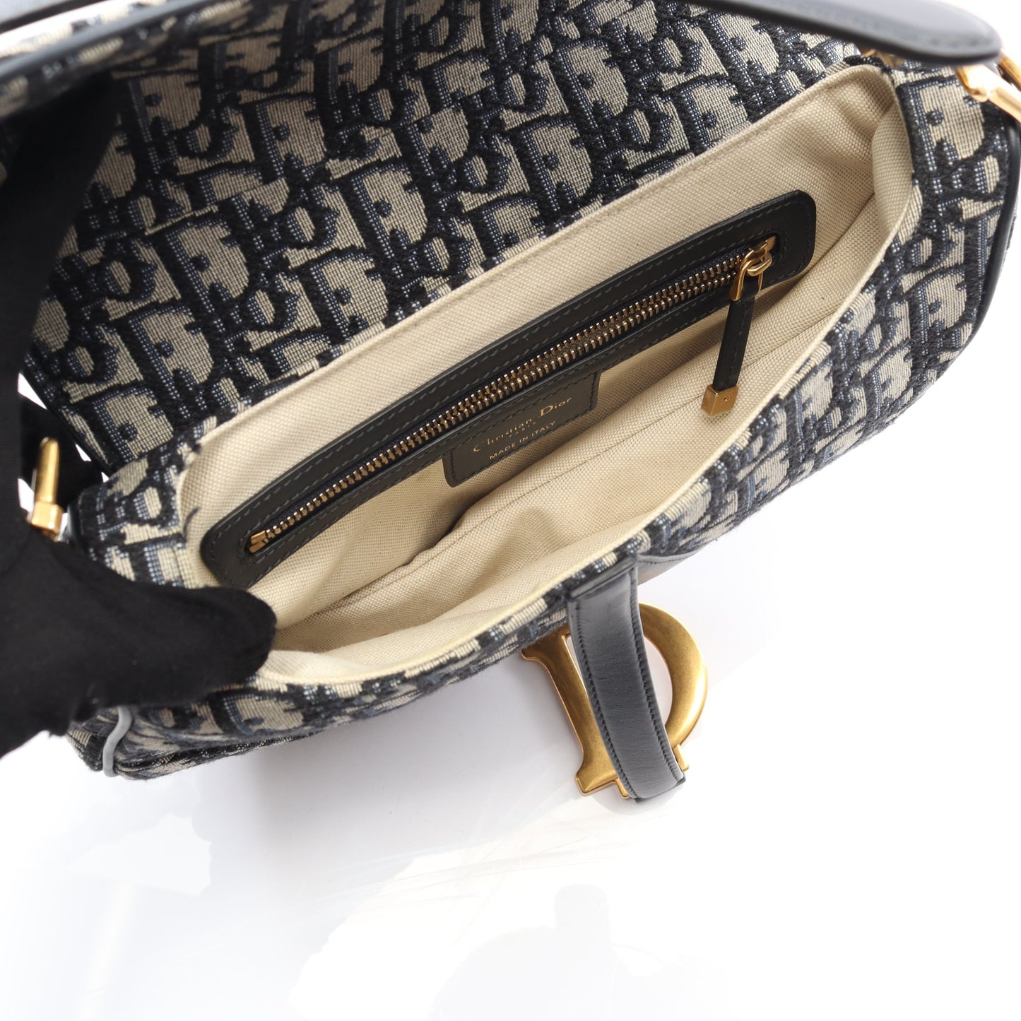 サドルバッグ ハンドバッグ キャンバス レザー ベージュ ネイビー 2WAY クリスチャンディオール バッグ Christian Dior