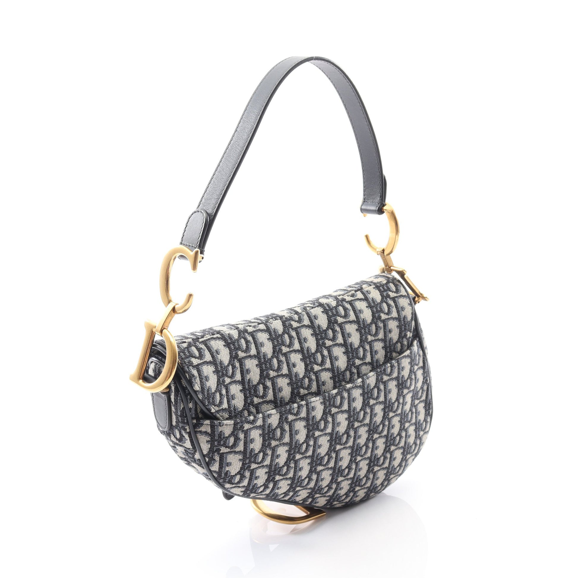 サドルバッグ ハンドバッグ キャンバス レザー ベージュ ネイビー 2WAY クリスチャンディオール バッグ Christian Dior