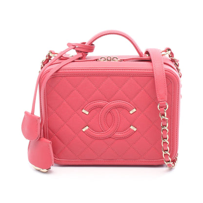 CCフィグリー バニティバッグ チェーンショルダーバッグ キャビアスキン ピンク ゴールド金具 シャネル バッグ CHANEL