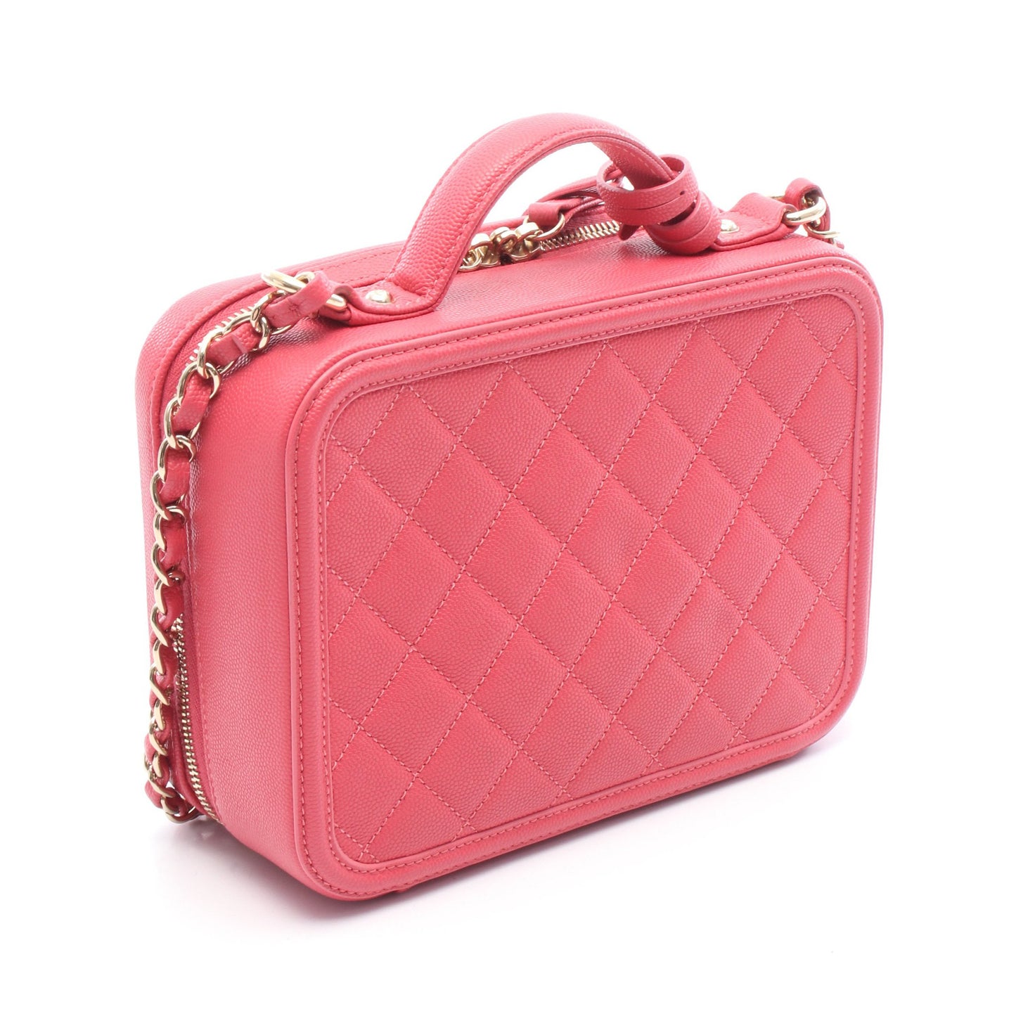 CCフィグリー バニティバッグ チェーンショルダーバッグ キャビアスキン ピンク ゴールド金具 シャネル バッグ CHANEL