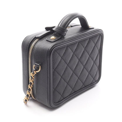 CCフィグリー バニティバッグ チェーンショルダーバッグ キャビアスキン ブラック ゴールド金具 シャネル バッグ CHANEL