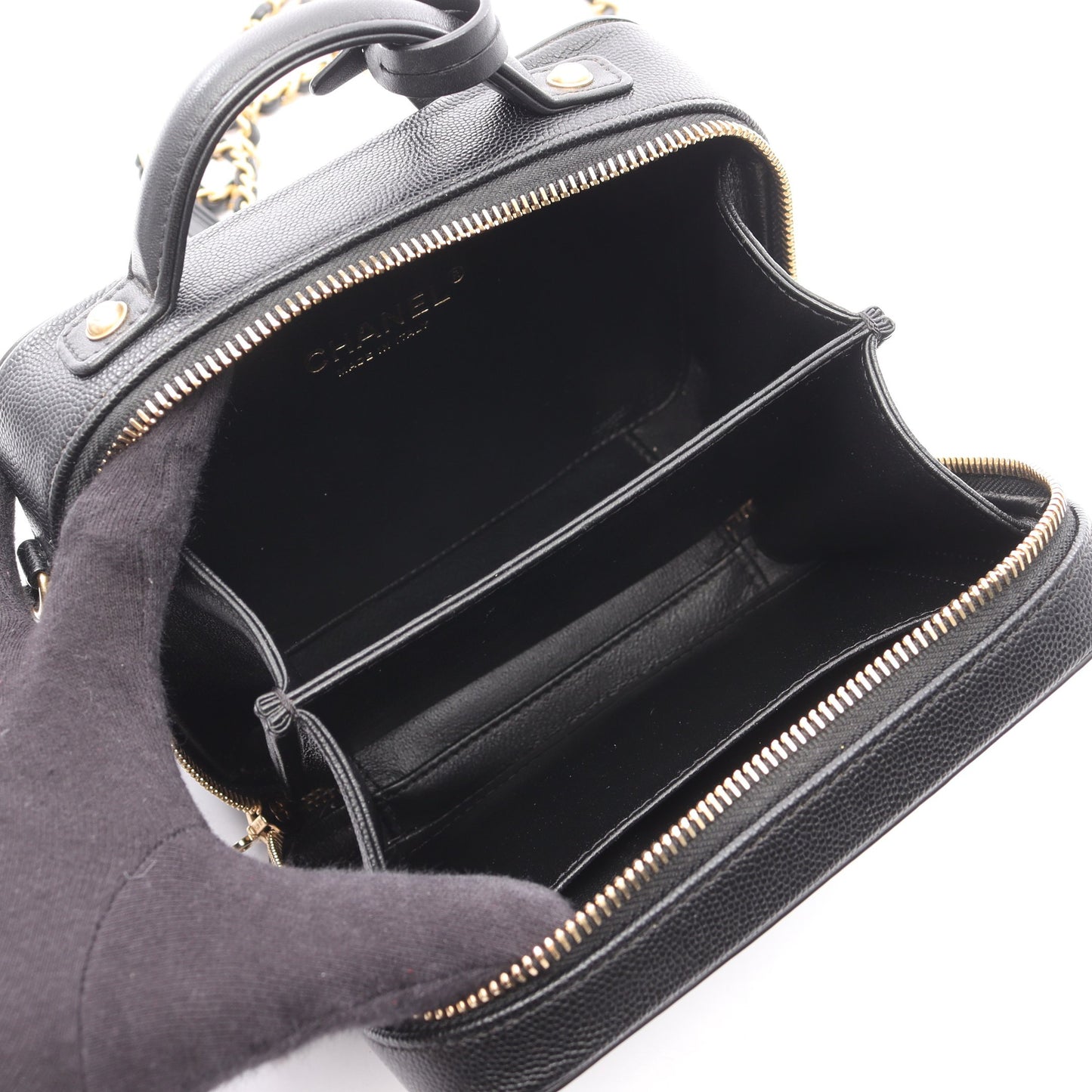 CCフィグリー バニティバッグ チェーンショルダーバッグ キャビアスキン ブラック ゴールド金具 シャネル バッグ CHANEL