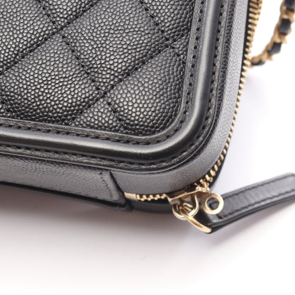 CCフィグリー バニティバッグ チェーンショルダーバッグ キャビアスキン ブラック ゴールド金具 シャネル バッグ CHANEL