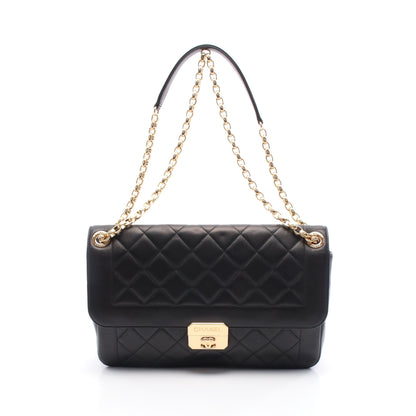 マトラッセ チェーンショルダーバッグ ラムスキン ブラック ゴールド金具 シャネル バッグ CHANEL