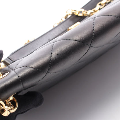 マトラッセ チェーンショルダーバッグ ラムスキン ブラック ゴールド金具 シャネル バッグ CHANEL