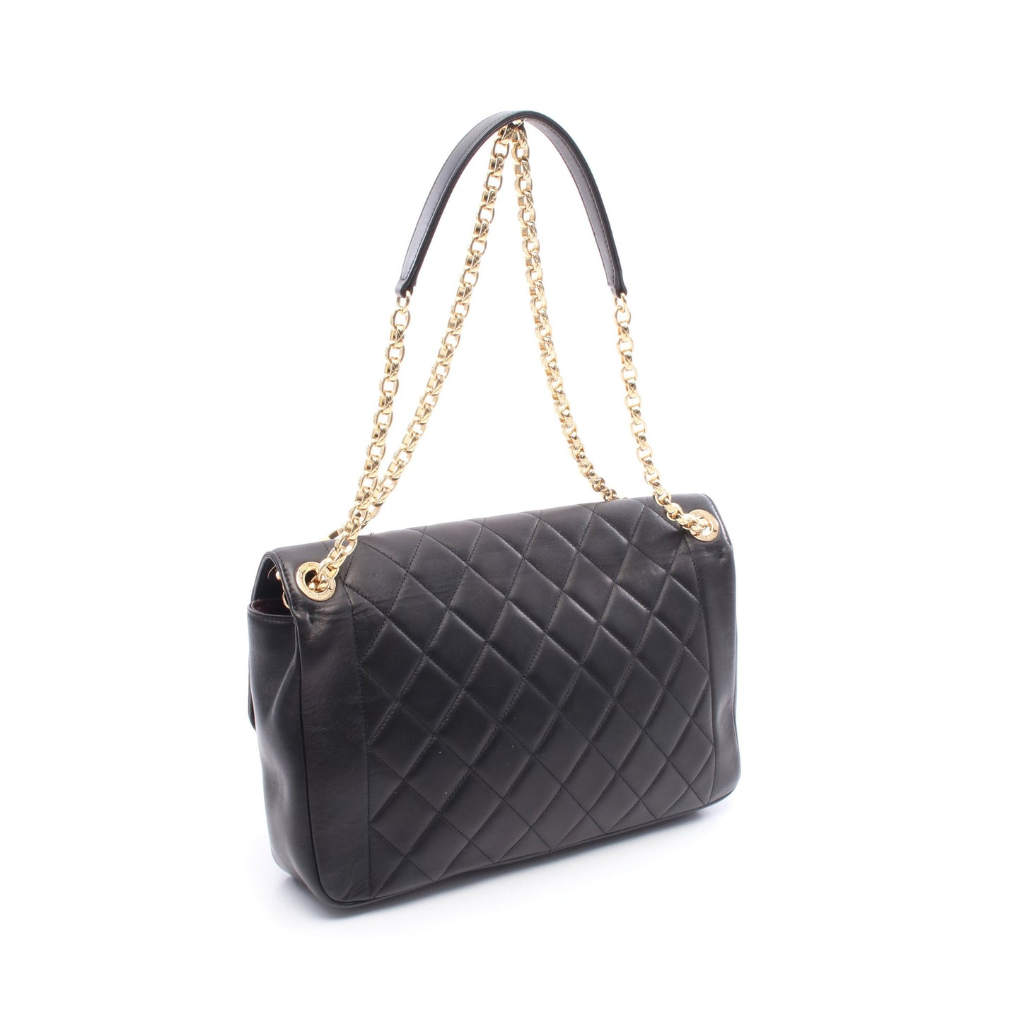 マトラッセ チェーンショルダーバッグ ラムスキン ブラック ゴールド金具 シャネル バッグ CHANEL