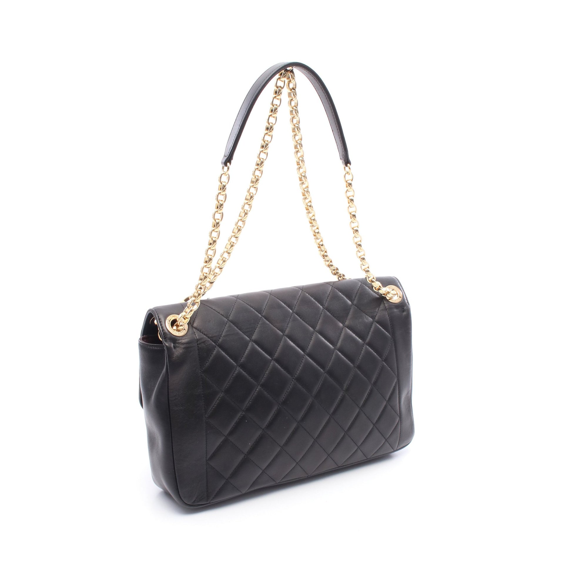 マトラッセ チェーンショルダーバッグ ラムスキン ブラック ゴールド金具 シャネル バッグ CHANEL