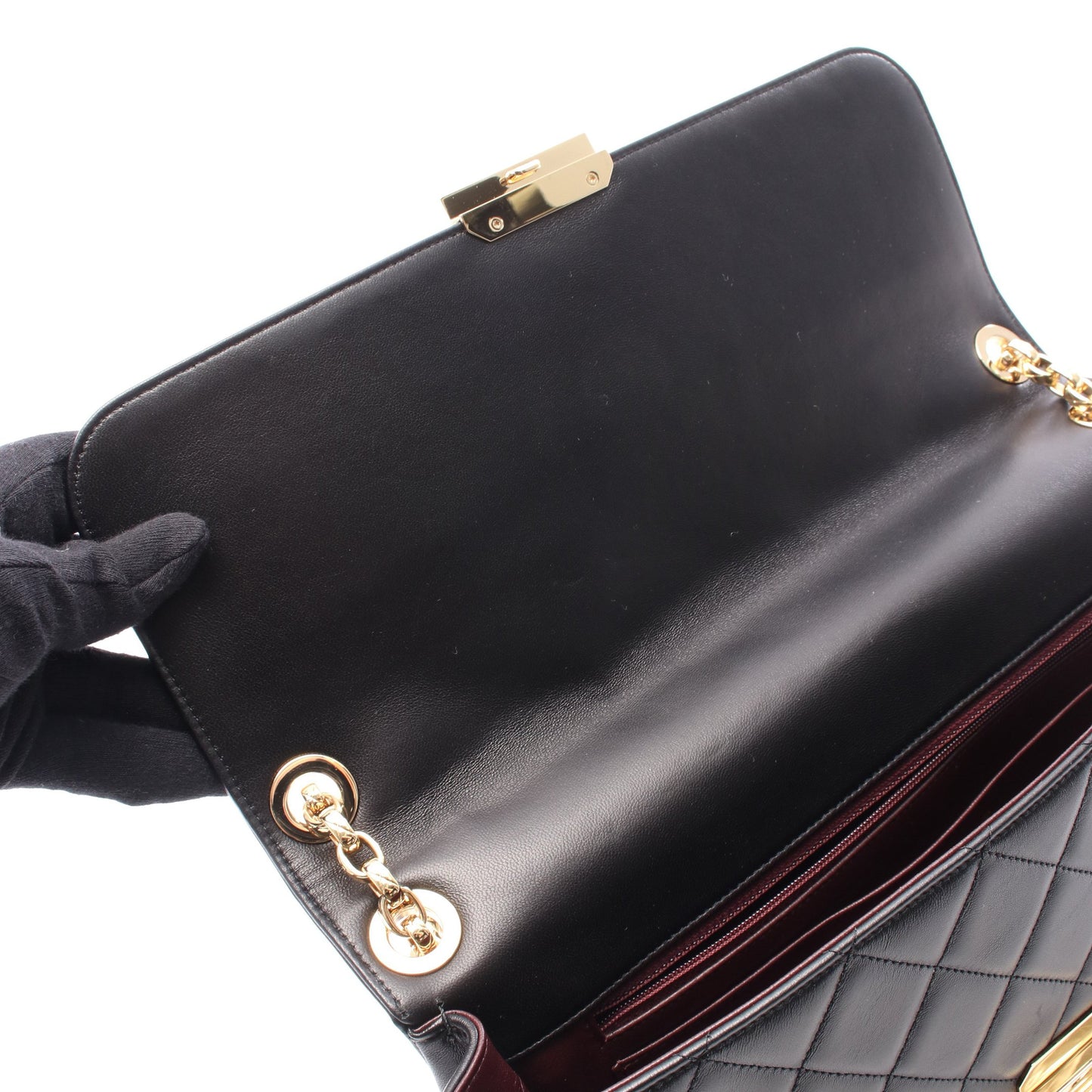 マトラッセ チェーンショルダーバッグ ラムスキン ブラック ゴールド金具 シャネル バッグ CHANEL