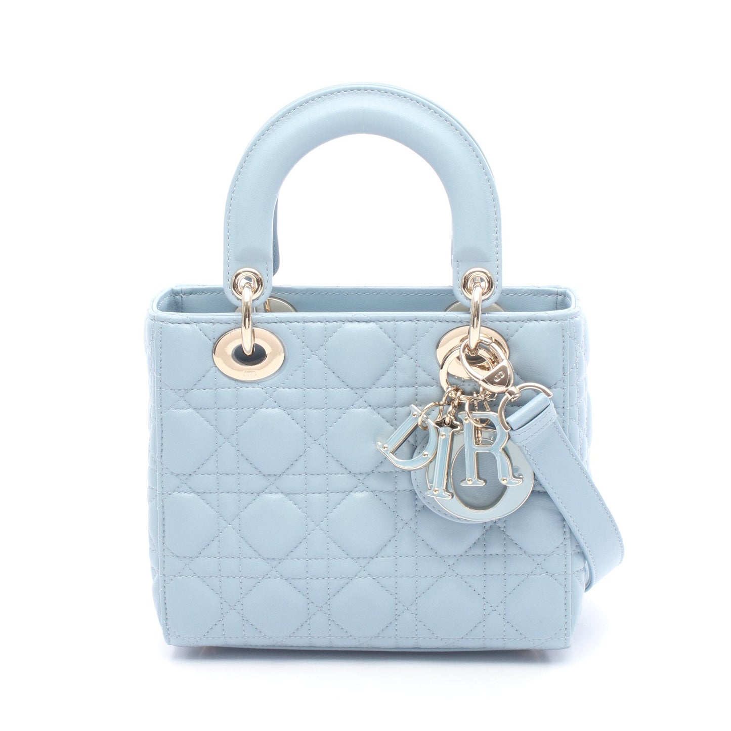 レディディオール スモール ハンドバッグ レザー ライトブルー 2WAY クリスチャンディオール バッグ Christian Dior