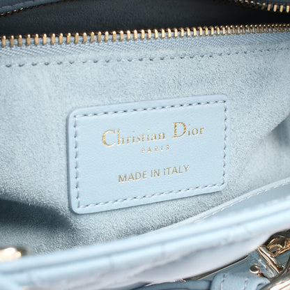 レディディオール スモール ハンドバッグ レザー ライトブルー 2WAY クリスチャンディオール バッグ Christian Dior