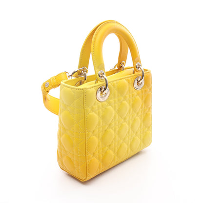 レディディオール スモール カナージュ ハンドバッグ レザー ライトイエロー イエロー 2WAY クリスチャンディオール バッグ Christian Dior