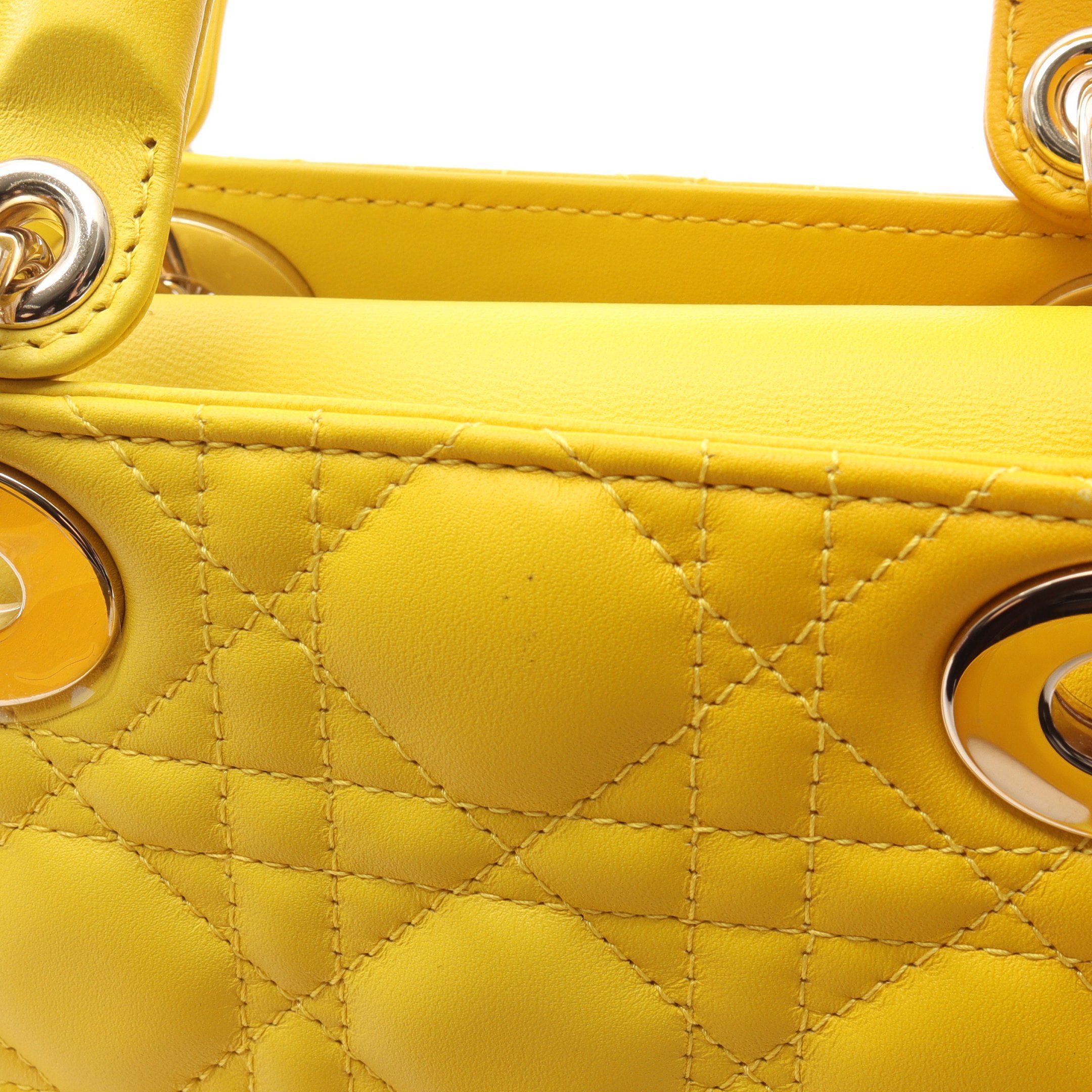 レディディオール スモール カナージュ ハンドバッグ レザー ライト